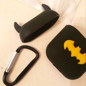 Black batman ibud ipod ear case iPhone accessory with key chain 3 pc new rubber